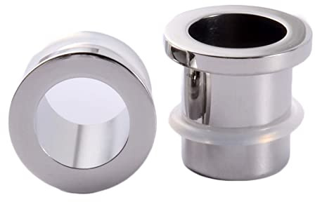 Homxi 2Pezzi 11mm Set Flesh Tunnel,Coppia Dilatatori Acciaio Chirurgico 1/2 inch Cavo Rotondo Set Dilatatori Lobi Argento