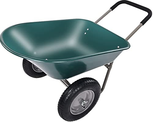 Elevon Chariot de Jardin Robuste pour Usage Domestique, Chariot à Double Roue pour la Maison, Le Jardin, la Cour, avec Support intégré, Couleur Verte