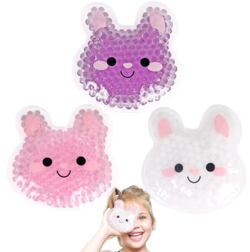 Hilph Poche de Glace en Gel Froid Réutilisable pour Enfant, Thérapie par Compresse Froide et Chaude Kid, Coolpack de Dessin Animé Ice Pack pour Visage, Dents, Blessures Sportives - 3 Paquet