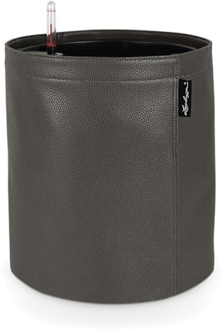 LECHUZA-Pflanzgefäß TRENDCOVER veganes Leder anthrazit mit Bewässerungssystem| Ø 32 cm × 33 cm|14195