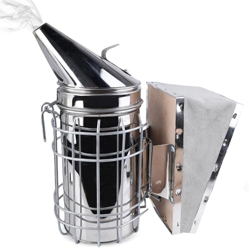 WANDGU Edelstahl Bee Hive Smoker: Bienen Raucher Werkzeuge Zubehör zur Bienenzucht, Tragbar Bienentechnik Smoker Imkereiausrüstung