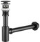 Design Siphon Waschbecken mit Ablaufgarnitur mit Überlauf, Universal Röhrensiphon Abflussrohr und Ablaufventil Pop Up, Messing Syphon Sifon Pop Up Abflussgarnitur Abfluss Waschtisch Bad Schwarz (C)