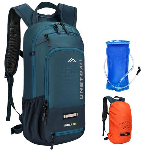 LOCAL LION Mochila de Hidratacion 10L con Funda Impermeable y Funda para Casco, Mochila Ciclismo MTB para Hombres y Mujeres, Mochila Montaña Pequeña Adecuado para Running, Esquí y Bicicleta