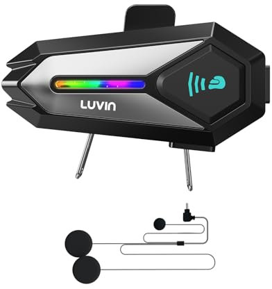 LUVIN Motorcycle Helmets Bluetooth Headset, Motorbike Intercom Front & Rear 2-Riders, Headset Headphone Earbuds for Men Birthday Gifts Noise Cancellation, Waterproof, 1000mAh
