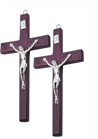 Thapncow 2 Pezzi Crocifisso Da Parete, Crocifisso Da Parete, Vintage in Legno Gesù Figura Croce Ciondolo Ornamento Cristiano, Croce In Legno, Ornamento di Preghiera Regalo