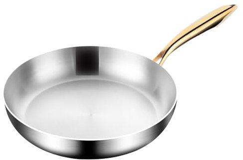 Stekpanna utan stick-stekpanna – stekpanna i rostfritt stål, 24 cm rostfri stekpanna obelagd, professionell panna med halkfritt handtag
