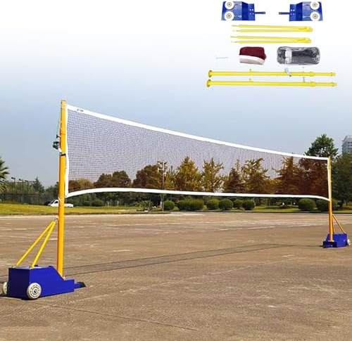 GEJLELDS Pacchetto Pali e reti da Badminton/pallavolo, Rete da pallavolo Portatile per Campo da Badminton autoportante da Giardino, Rete da Allenamento, Supporto per Rete da pallavolo con Pali