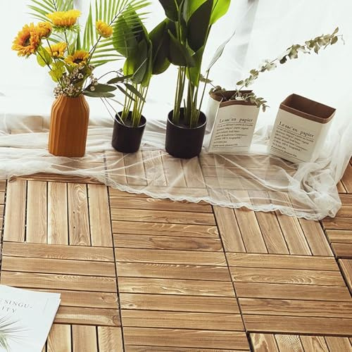 1pcs Carreaux De Terrasse Extérieure Entre Verrouillage Solide, Carreaux De Plancher De Pont En Bois Carré, Plancher Composite À Instantané Bricolage, Utilisation Des Conditions Météorologiques