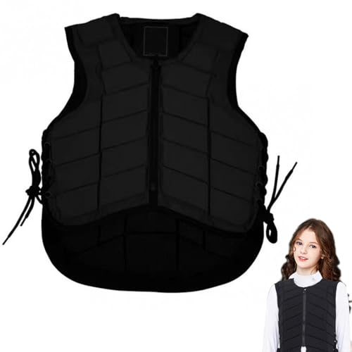 Suxdlan Gilet de sécurité équestre rembourré avec Corde réglable et Fermeture éclair pour garçons/Filles (41-49 Pouces)