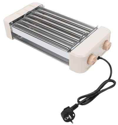 Annadue Elektrisk Varmkorvrulle, 550 W Automatisk Grill med 6 Matlagningsrör, Justerbar Temperatur, Rostfritt Stål, för Hemmafest och Grillkväll
