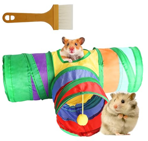 Tunnel per porcellini d'India e set di spazzole per la pulizia, tubo giocattolo pieghevole a forma di T, set di tunnel per criceti di piccoli animali, tunnel sospeso.