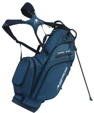 Benross Pro 7.0 Golf Stand Bag – Lightweight Golf Carry Bag with 7-Way Divider Top, Automatic Stand System, Deluxe Dual Straps, 6 Storage Pockets, Rain Hood & Umbrella Loop