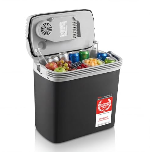 TZS First Austria - Frigo Portatile Elettrico 20L - Tripla Alimentazione incl. USB-C PD 3.0 - Raffreddamento e Riscaldamento - 12V/230V/USB-C - Design Compatto - Nero/Grigio