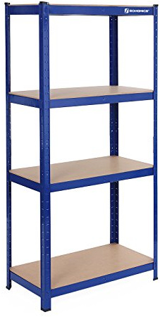 SONGMICS Schwerlastregal, Kellerregal, Lagerregal, 40 x 80 x 160 cm, Regal mit Stahlgestell, bis 520 kg belastbar, 4 verstellbare Ablagen, blau GLR44Q