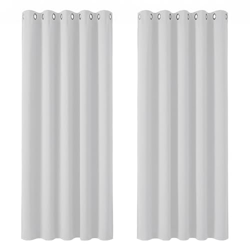 Deconovo Super Soft Thermal Insulated Eyelet Curtains Room Darkening Curtains for Children 66 x 90 Inch 2 Panels Silver Grey