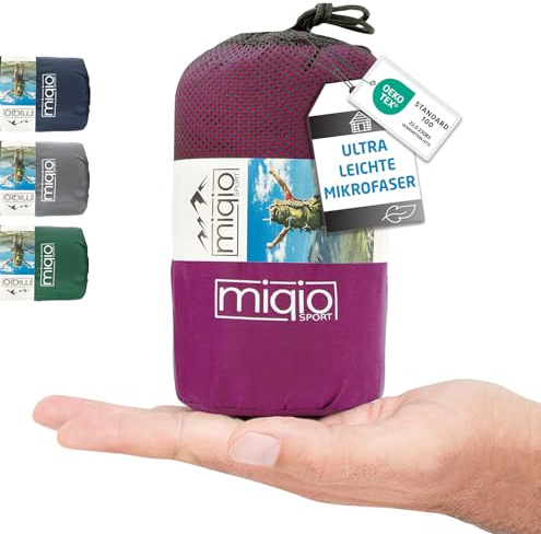 MIQIO 2en1 Saco de Dormir Ultraligero y Sábana de Viaje Ligera, Ultra pequeña Saco sábana Compacto de Microfibra con Compartimiento de Almohada, XL, Ideal para mochileros, hostales y cabañas