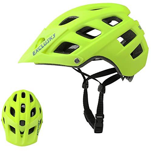 Exclusky Mountain Bike Helmet, MTB Helmet Adult Lightweight Breathable Mens Bike Helmet Cycling Mountain & Road Bicycle Helmets for Men Women(lime green)