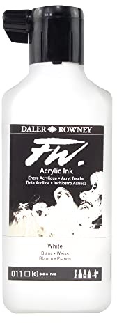 Daler-Rowney FW Acrylic Artists Ink, 180ml/6oz Plastic Bottle, White (D160181011)