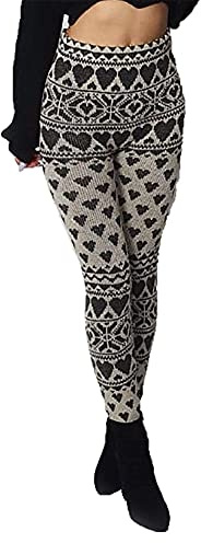 FAIRY TRENDZ LTD Legging long en tricot pour femme - Pour Noël et l'hiver - Multicolore - 40
