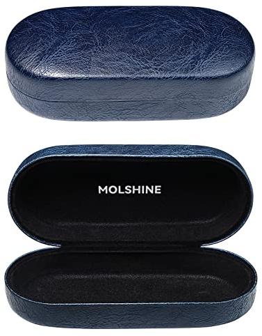 Molshine Custodia per occhiali da sole con guscio rigido, custodia classica grande per donne e uomini, per occhiali da sole e da vista, Blu scuro, Large