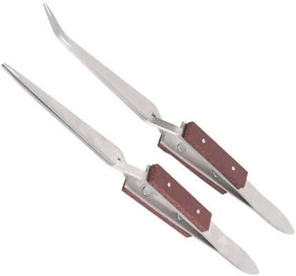 Ensemble de Pincettes à Souder, Acier Inoxydable, Verrouillage Coudées et Droites, Manche en Bois, Bijoux Réparation, Fabrication, Outils Précision, pour Artisanat, Bijouterie, Électronique, DIY
