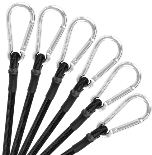 Akicderu Spanngummi mit Karabiner, 6 Stück Expander mit Karabinerhaken, 2 * 100 cm, 2 * 80 cm, 2 * 60cm Spanngurte mit Haken, Starker Gepäckspanner, Gummispanner mit Haken für Camping und vieles mehr