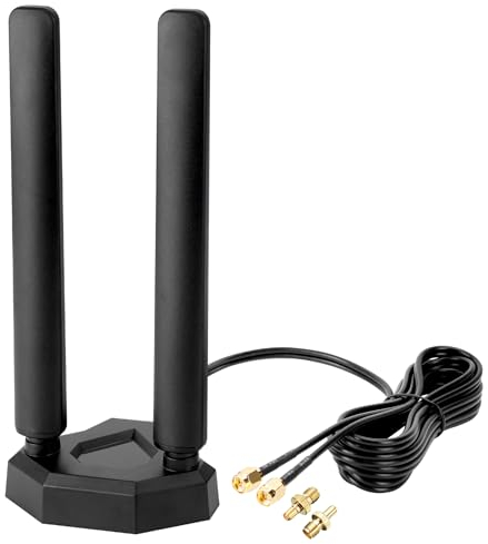 Nelawya 4G LTE/5G Sub-6 Antena SMA TS9 Conector Broadband 8dbi 600-3980MHz Antena con base magnética Cable de 2 m para routers industriales móviles inalámbricos Netgear Huawei ZTE Celular
