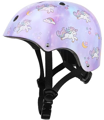 Adjustable Kids Girls Bike Helmet for Toddler Girls Kids Youth, Protective Skateboard Helmets for Skateboarding Bicycle Scooter Inline Roller Skating Cycling (Star Purple, Small)