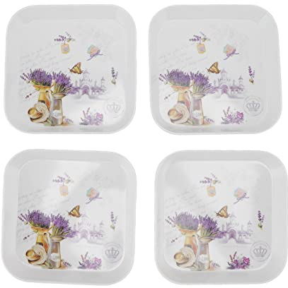 Tomotato 4 Piezas Plato para Refrigerios, Mini Plato Cuadrado para Servir Refrigerios de Frutas de 5,9 Pulgadas para Fiestas Cocinas Bodas, Bandeja de Comida Pequeña para Galletas(Lavanda)