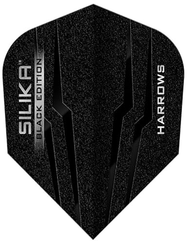 Harrows Dart Silika Black Edition Dart Flight speciallaminerad dartflight set, tillbehör för stålarts och softdart (nr 6)