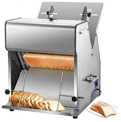 Acciaio Inossidabile 370W, Affettatrice per Pane Commerciale, Tagliatrice per Pane Elettrica con Lame da 12 Mm, Robot da Cucina per Toast, per Panetteria, Cucina, Caffetteria