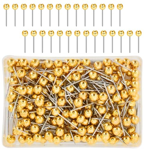 200 PCS Punaises Tête Map, Push Pins Carte Punaise, Carte des Punaises Epingles à Tête, Ronde Appliquer pour Marquer Les Lieux pour Carte, Marquage, la Famille, Doré