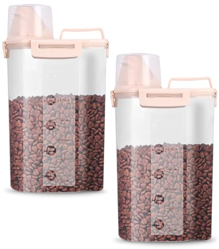 jutyum 2 Pièces Conteneur Croquettes Chien 3L, Boite Rangement Cuisine, Boite a Croquette pour Chien, Rangement Hermétique, Distributeur de Lessive, Rangement Hermétique, Boite Cereales