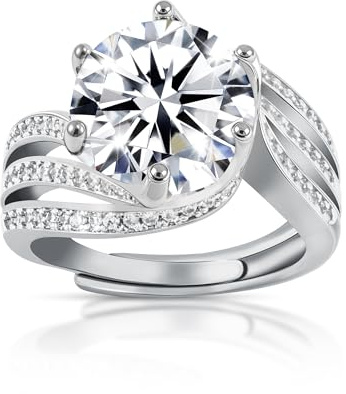 Brimaney Moissanite Engagement Rings for Women, 5CT Promise Rings for Her with White Gold Platinized Copper, D Color VVS1 Clarity Wedding Band Moissanite Ring