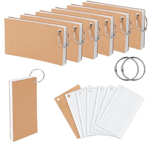 300 Karteikarten A6 mit 6 Metallringen, Blatt Liniert Karteikarten Liniert Papier Indexkarten 12,7x7,6 cm/5x3 inch Vokabelkarten Lernkarten für Schule, Vokabel Lernen, Büro​ (Weiß)