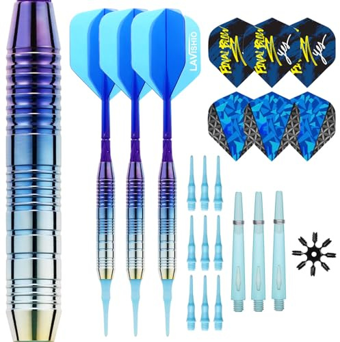 Lavishio 3-Pieces Plastic Tip Darts,Professional Soft Tip Darts Set 21g Darts Set with Dart Flights and Dart Shafts and Accessories