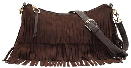 MISAKO Taseli petit sac à bandoulière effet daim à franges female - Taseli Marron 15x29x8cm