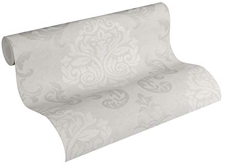 A.S. Création Papel Pintado - Papel de Pared Barroco en Crema, Plata y Beige - Papel Pintado para Varios Espacios - Papel de Pared en 10,05 m x 0,53 m