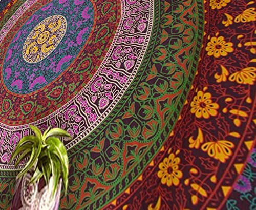Popular Large Hippie Tapestry, Hippy Mandala Bohemian Tapestries, Indian Dorm Decor, Psychedelic Tapestry Wall Hanging Ethnic Decorative Tapestry (84x90 inches) (Multi Color) by Popular Handicrafts