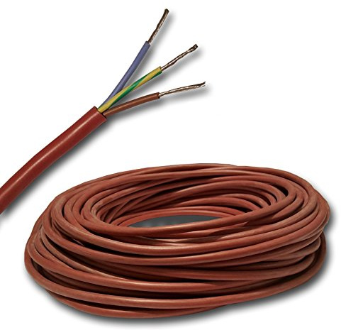 SIHF-J Câble en silicone pour sauna 3G1,5 mm² 99,9 % cuivre OFC étamé, par exemple pour poêle de sauna jusqu'à 3 kW ou lampe de sauna – Vendu au mètre – Choix par incréments de 1 m, votre choix : 25 m