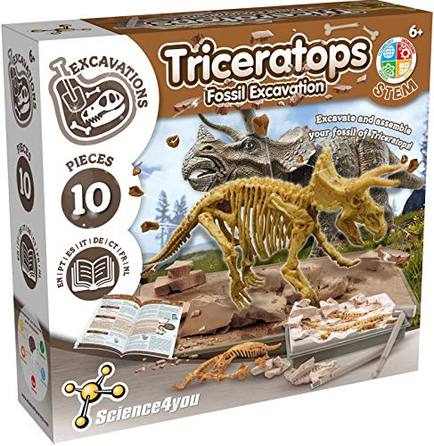 Science4you - Triceratops Dino Ausgrabungsset - Archeologie Set Fur Kinder mit 10 Teilen, Graben Sie Ihr Dinosaurier Spielzeug - Ideale Experimentierkasten, Geschenk und Dino Spiel für Kinder +6 Jahre