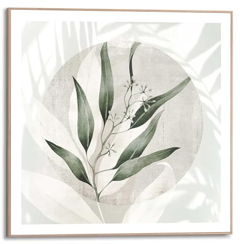 REINDERS Gerahmtes Bild, Blätter, Wohnzimmer, Bilder, Wanddeko, Room Decor, MDF, Grün, 50 x 50