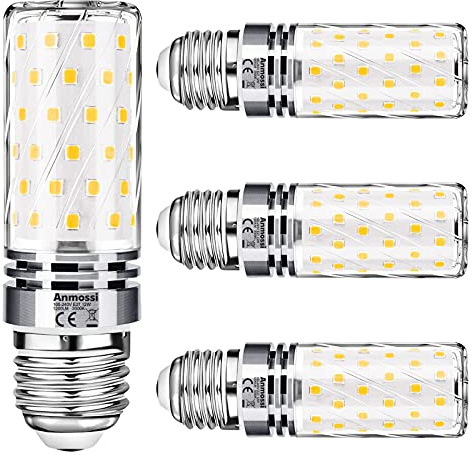 Anmossi E27 LED Lampe,3000K Warmweiß,1200Lm 12W E27 Mais Glühbirnen Entspricht 100W Glühlampe,Nicht Dimmbar Kein Flackern Energiesparlampe,Schraube Kerze Leuchtmittel 4er Pack