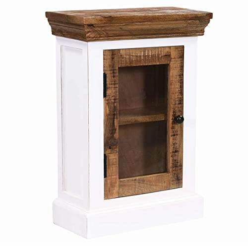 HOMELIV. Bahia Hängeschrank in weiß/Natur, 45x20x65 cm, massives Mangoholz, im Landhausstil, das Highlight in Ihrem Wohzimmer