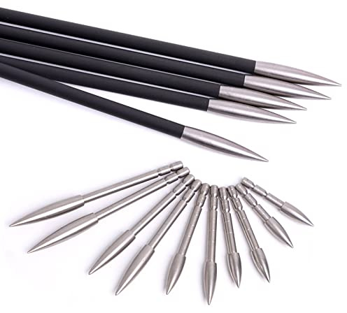 Lamehfyo Pointe de flèche de tir à l'arc 12 pièces Insérer des Pointes de flèche 70/80/90/100/120 Grains Pointes de tir à l'arc à Tête Large pour Arbre de flèche ID 4,2 mm (90grain)