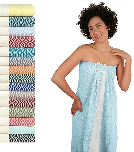 Flora Furora Saunahandtuch Saunatuch Damen + Herren, Hamamtuch groß 100x200 XXL: lang, platzsparend, leicht | Sauna Handtuch, Wellness Spa Tuch, Saunakilt Zubehör | Fouta Hamam Badetuch