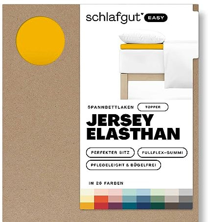 Schlafgut Easy Jersey Elasthan Topper Spannbettlaken 140x200 bis 160x220 Yellow Deep, Spannbetttuch aus superweicher Baumwolle mit Elasthan