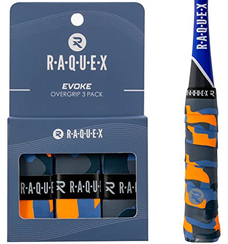 Raquex Evoke Camo Overgrip – Tennisschläger Grip Tape – Schläger Anti-Rutsch-Band Übergriff für Tennisschläger, Badminton und Squash – 3er Pack - Leichtes Tarnmuster