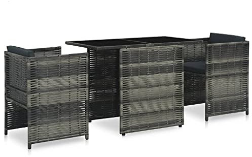 ZEYUAN 3-TLG. Bistro-set med kuddar, bistrobord med 2 stolar, trädgårdsset bord och stolar, balkongbord små, bistroset, balkongmöbler, poly rotting grå