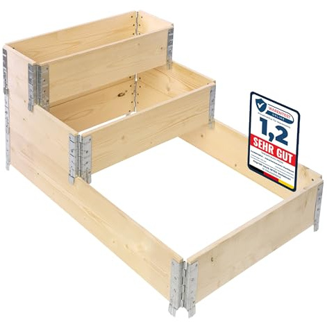Garronda Jardinera Elevada de Madera Natural – Set de 3 Huertos Urbanos para Jardín y Terraza, Apilables y Modulares, Ideal para Cultivo de Plantas, Flores y Hierbas, GD-0140 (120x80 80x60 80x30 cm)